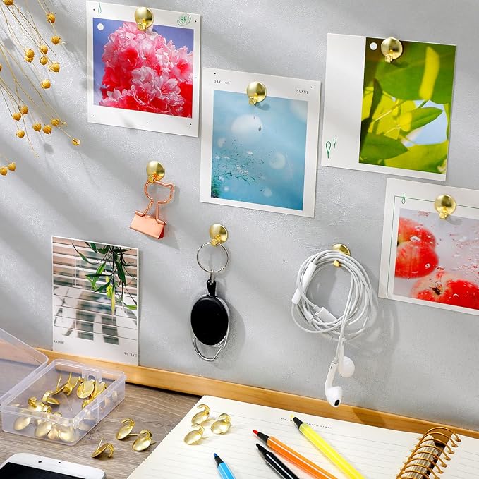 Zhengmy 30 Pcs Metal Cubicle Hooks Fabric Panel Wall Hooks Cubicle Clips Push Pins Picture Hangers for Bulletin Board 20 Lbs Kitchen Office Home Accessories Supplies(Gold)