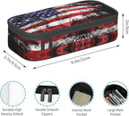 YIJIUWKIS Kids Pencil Case for Boys Girls, Usa Flag Style Pencil Pouch Big Capacity Black Portable Pencil Box Stationery Storage Desk Pen Bag for School Office