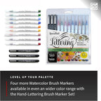 Speedball Hand-Lettering & Journaling Set, Brush Tip Pens Calligraphy, Beginners, Bullet Journaling Pens For Writing, Calligraphy Book, Bullet Journal Coloured Writing Pens, Creative Lettering