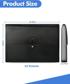 Expanding File Folder with Tabs, 13 Pockets File Organizer Accordion File Holder ，with Elastic Buckles Closure, A4 Paper Document Organizer for Home School Office