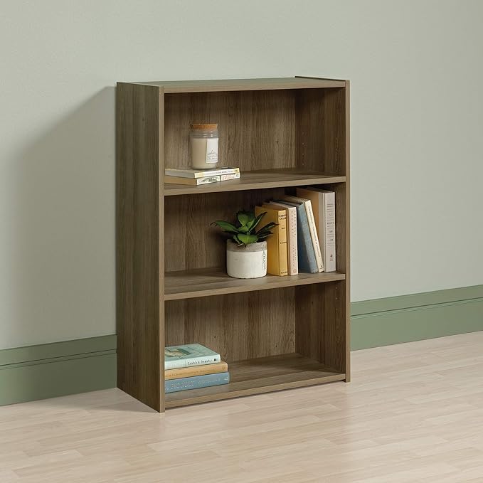Sauder Beginnings 3-Shelf Bookcase, Bookshelf with Adjustable Storage Shelves, in Summer Oak