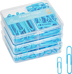 NEEWAY Colorful Paper Clips Assorted Sizes, Small and Large Paperclips, 210 Count, 3 Pack of 70 (Blue)