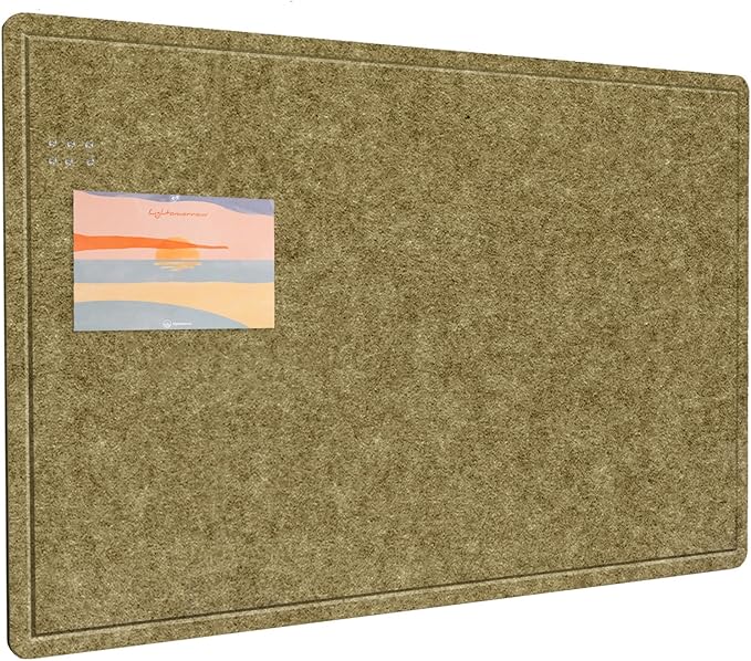 Bulletin Board, 36 x 24 inches Felt Board - Decorative Pin Board, Cork Board Alternative for Wall, 3' x 2' Foldable Picture Board Self-Adhesive Vision Board with 20 Pushpins - Olive