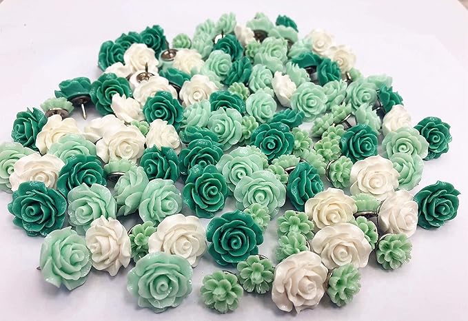24Pcs Decorative Pushpins,Cork Board Tacks,Bulletin Board Tacks,Thumb Tack Decorative for CorkBoard, Office Organization or Home, Green