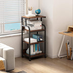 Fannova 4-Tier Printer Stand with Adjustable Storage Shelf, Large Tall Printer Table with Wheels for Home Office Small Spaces Organization, Rustic Brown