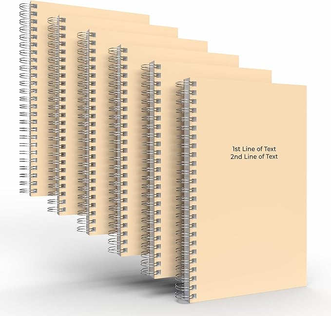 Custom Spiral Notebook Journals with a Pastel Tan Colored Cover - 6 Pack of 5" x 8" – College Ruled, Hard Cover, 50 Sheets Per Book – For Journaling, Office, School Supplies, etc.