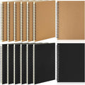 Leelosp 12 Pack Small Spiral Notebook 5 x 7 Inch Lined College Ruled Spiral Journal Wire Bound Notebook Kraft Cover, 120 Pages for Work Students Office Business(Brown, Black)