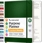 Roterunner Purpose Planner Notebook B5 7.5”x9.8” Undated 2026 Daily Weekly and Monthly Productivity Goal Setting Tool for Work Home ADHD Planner for Adults Self Care Journal
