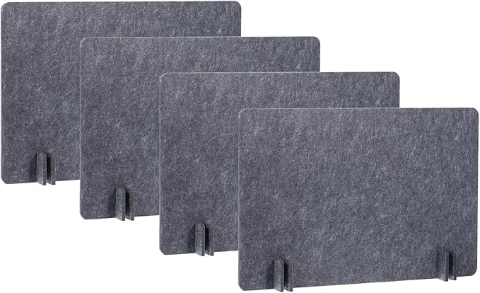 PATIKIL Desk Divider, 4 Set 24 x 16 Inch Acoustic Freestanding Desk Divider Desk Privacy Panel with 16 Pcs Support Feet for Library Office Workstation,Dark Grey
