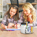 Absonic 2 Pack Acrylic Pen Organizer, 360 Rotating Clear Colored Pen and Pencil Crayon Marker Holder Caddy for Desk, Desktop Storage and Organizer for School Art Supplies