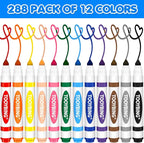 TooyBing Washable Markers Bulk (288 Count), 12 Assorted Colors, Washable Markers for Kids Classroom School, Broad Tip Durable for Back to Classroom Art School Supplies Essentials