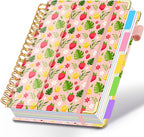 Spiral Journal Notebooks for Work, 300 Pages 5 Subject Notebook College Ruled with Dividers & Tabs, 8''x 10'' Large Notebook Journal for Women Students Note-Taking and Organizer (Pink Floral)