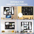 VUSIGN Large Cork Board for Wall 47"x35", 12 Pack Bulletin Board, Felt Wall Tiles with Adhesive Tabs and Push Pins, Push Pin Board for Office, School, Home, Black