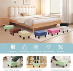BRIAN & DANY Small Foot Stool Ottoman, Footstool with Legs, Teddy Velvet Foot Rest for Living Room, Bedroom and Office, Green
