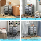 GLACER 10 Drawer Rolling Cart, Storage Cart with Lockable Whieels & Metal Frame, Trolley for Art Craft Oganizer, Mobile Utility Cart for Office, School, Classroom, Kitchen (Black Gradient)