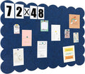 Mooliwe Scalloped Felt Bulletin Board 72 x 48 Inches Foldable Dark Blue Pin Cork Board Alternative for Wall, 6' x 4' Trifold Picture Vision Self Adhesive Bulletin Decorative