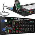 Mouse Pad for Stock Enthusiast, Wireless Charging Desk Pad with Phone Holder, Large Desk Mat with Adjustable Stand & Dual Qi Chargers, Non-Slip Mousepad with Financial Trading Guides Printed