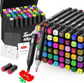 HOMESILMO 48 Color Alcohol Pen Set, Double Tip Art Adult Alcohol Pen, Mixed Sketching Art Supplies, Sketchbook, Coloring Drawing Card, Illustration Production, Brush Head and Chisel Head Double Tip