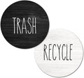 Rustic Recycle and Trash Magnets for Kitchen Trash Cans and Recycling Bins, Trash and Recycle Magnet Combo for Garbage Can Logo Symbol, 2 Magnetic Sticker Adhesives, 4 Inch Circle, Outdoor Waste Bin