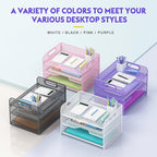 Samstar 3 Tier Purple Letter Tray Paper Organizer with Handle, Mesh Desk Organizer Paper Sorter File Rack Shelves, Purple