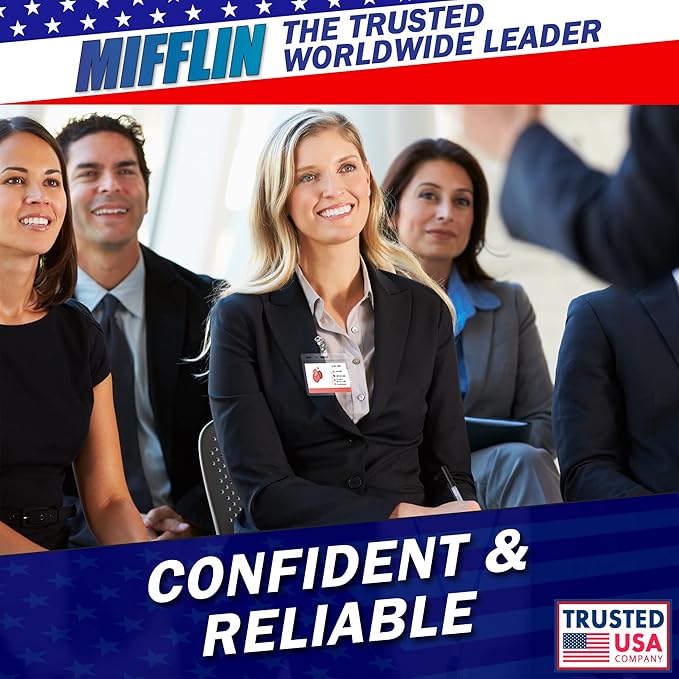 Mifflin-USA Horizontal Card Protector with Metal Clip and Vinyl Straps (Clear, 4x3 Inch, 250 Pack), Waterproof PVC ID Name Badge Holder with Clip