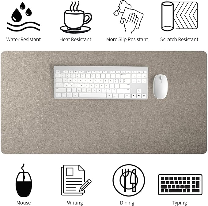 Bloss Pearl Gray Desk Mat 31.5"x15.7", Desk Matt for Desktop, Waterproof Large Desk Pad, Computer Mat for Office/Home/Decor/Christmas Desk Mat