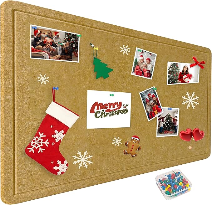 Yunihome Large Bulletin Board - Foldable 36x48 Inches Cork Board Alternative with 20 Push Pins, 3' x 4' Self-Adhesive Felt Bulletin Board for Wall, Home Office Classroom Decor