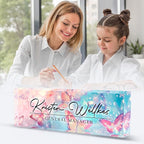 Personalized Name Plate for Desk Custom Acrylic Desk Name Plate Custom Employee Appreciation Gifts Office Gifts for Women, Men, Boss, Coworkers, Teacher, Nurse (Pink-Blue Butterfly)
