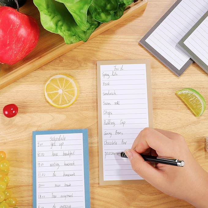 Thboxes 4 Pack Magnetic Note Pad for Fridge with Pen Holder, Totally 200 Sheets Magnetic To Do List, Grocery List, Shopping List, Memo Pads for Refrigerator（Dark Color）