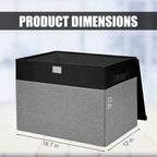 Large 17" 42 Quarts Collapsible Stackable Storage Bins with Lids [3-Pack] Foldable Fabric Linen Storage Boxes Cube, Closet Organizer Baskets with Label for Home (16.7 x 12 x 12", Black & Gray)