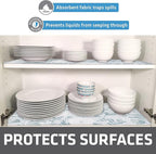 Drymate Premium Luxury Shelf & Drawer Liner, Thick Cushioned Fabric, Non-Adhesive, Absorbent, Waterproof, Slip-Resistant, Liners for Kitchen Cabinets (USA Made)(12”x59”)(24-Pack)(Light Blue)