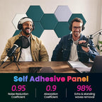 Self-Adhesive Acoustic Panels, 12 Pack Hexagon Sound Proof Foam Panels for Walls, High Density Noise Dampening Panels, 14"x 12"x 0.4" Sound Absorbing Panel for Home Studio Office-Dark Green