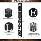 Tall Outdoor Welcome Sign for Front Door, 6ft Black ,Rustic Tall Welcome Sign for Front porch decor, Farmhouse Welcome Porch Sign Wood Vertical Decor, Fall porch decor for The Home