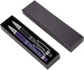 ExpressDesigns™ - Personalized Pens Gift Set - 2 Pack of Soft Touch Metal Pens w/gift box - Luxury Ballpoint Pen Custom Engraved with Name or Message (Black - Purple)
