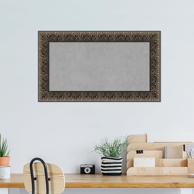 Amanti Art Black Framed Magnetic Board 17x29 Small Vision Board for use with Magnets, 100% Metal Sheet to Display Items as Office Decor or for Home Organization in mudroom, Kitchen or Kids Room
