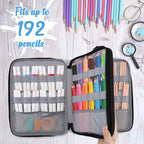 VASCHY Colored Pencil Case, Corduroy Large Pencil Pouch for Art Pens Markers Gel Pens Big Holder Organizer Fits 192 Pencils for Girls Women Black