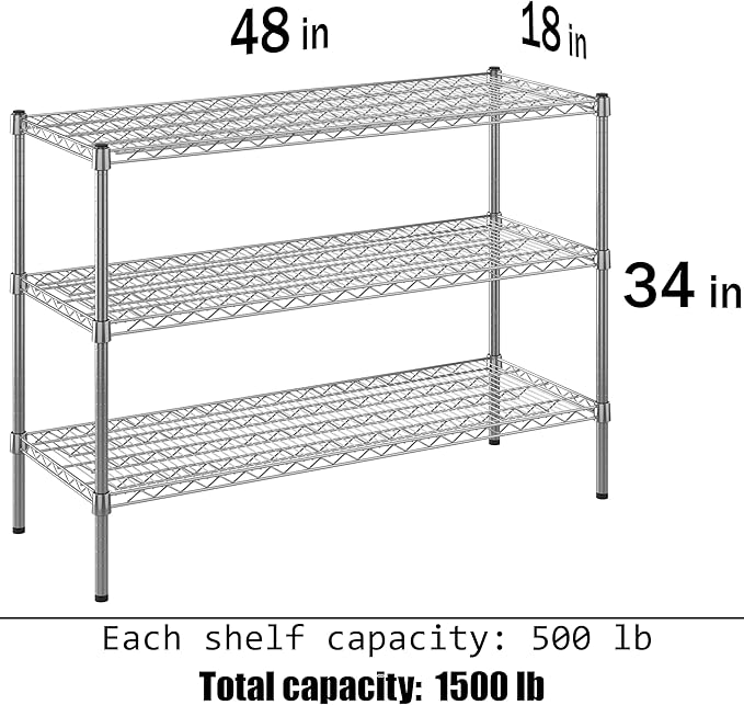Regal Altair 18" Deep x 48" Wide x 34" Height Wire Shelving Kit | 3-Tier | NSF Commercial Storage Rack Unit