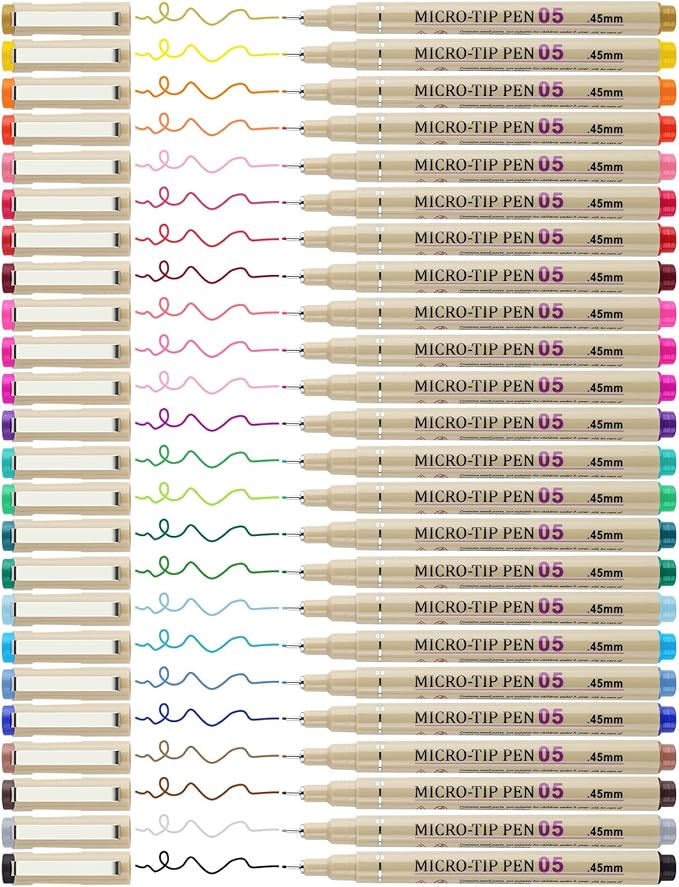 Attom Tech Art [24 Colors] 05 Micro, Fineliner Pen Set Ink, Fine Point Pen,Multi-liner, Sketching, Anime,Artist Illustrating/Technical Drawing, Office Documents…