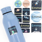 Large Name Labels for Kids (33) - Custom Stickers for Daycare and School Supplies - Durable, Waterproof Stickers for Water Bottles, Lunch Boxes, and More with Unique Designs - Universe