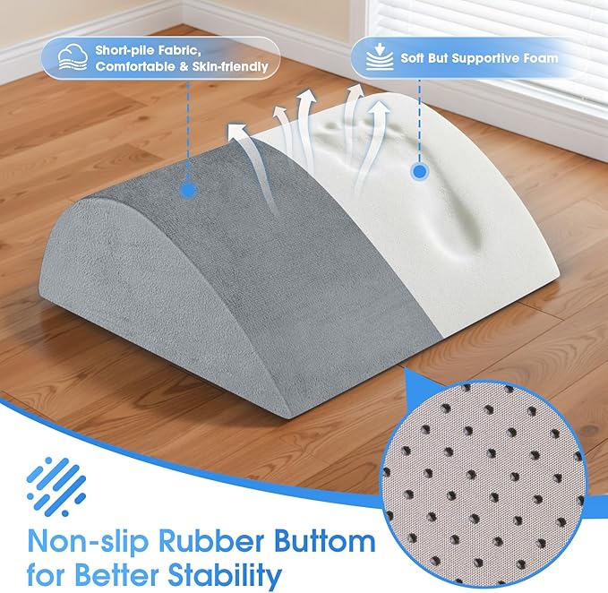ComfyInLove Foot Rest for Under Desk at Work - Non-Slip Foot Stool with 3 Adjustable Heights, Ergonomic Under Desk Footrest with Washable Cover for Desk, Home, Office, Car (Light Grey)