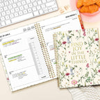 SUNEE 2026 Weekly and Monthly Planner - from January 2026 - December 2026, Daily Agenda Planner with Monthly Tab, Flexible Cover, Note Pages, Pockets, Bookmark, Spiral Binding, Wildflowers, 8.5"x11"