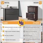 Bestoo 2-Drawer Lateral File Cabinet with Lock, Metal Filing Cabinet for Home Office, Lateral Filing Storage Cabinets, Fits File Folders, Letter/Legal/F4/A4 Sizes, Assembly Required (Black)