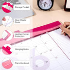 Yoment Desk Calendar 2026, Jan 2026-Dec 2027, 2026 Desk Calendar Large 17 x 12, 2026 Calendar with Plastic Cover, Pockets, to-Do Lists, Desktop Wall Calendar 2026-2027 for Office School Home, Pink