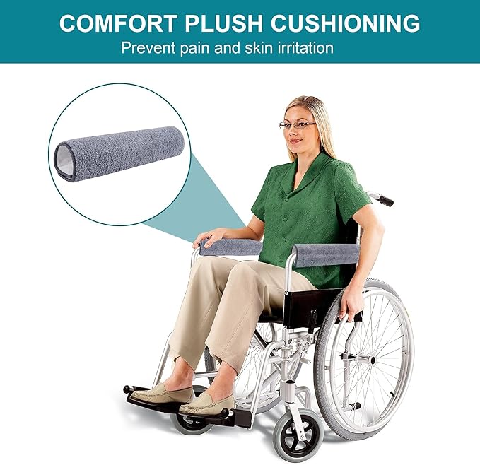 2 Pcs Wheelchair Armrest Pads Covers - Widened Self Adhesive Strips Comfortable and Protective for Wheelchairs, Office Chairs, and Armrest Chairs Comfort Padding Pressure (2 Pcs Size：M)