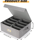 Erogeen Decorative Photo Storage Box with lid 4x6, 8 Inner Photo Organizer with Dividers, Memory Storage Box for Pictures, Stamps, Keepsakes (Gray)