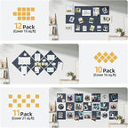 Large Cork Board for Wall 36" x 48" Blue Bulletin Board with Safe Removable Adhesive Squares for Pictures Photos, Alternative CorkBoard Felt Pin Boards Tiles for Office Classroom Wall Decor - 12 Pack