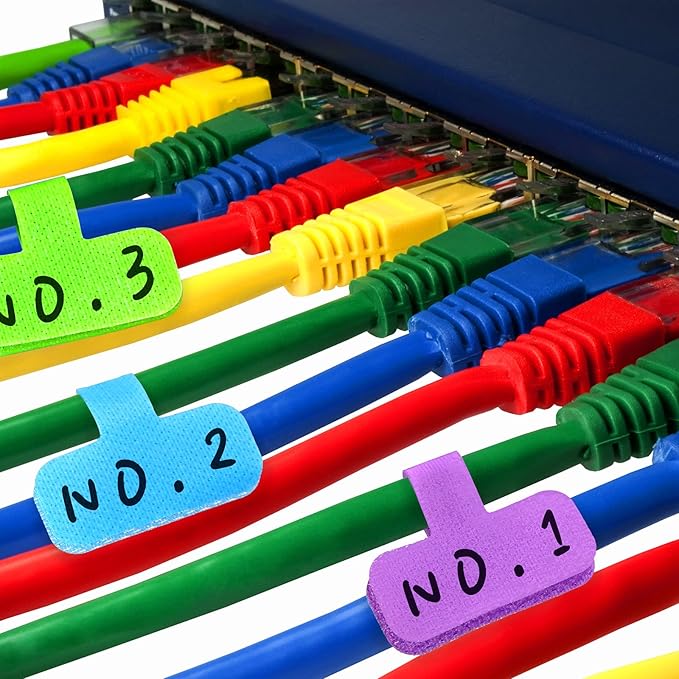 50 Pieces Cable Labels Multi Color Cord Wire Labels, Cable Tags and Wire Tags for Management and Classify for Electronics, Computers and More(Classic Style)