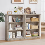 RWYHG 43" Grey Tall Bookshelf Set of 3,3-Tier Thick Wooden Book Shelf with Adjustable Shelves,Free Standing Farmhouse Bookcase with Open Display Storage,Floor Vintage Bookshelves for Living Room