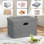 Graciadeco Large 17" 36 Quart Collapsible Stackable Storage Bins with Lids, 3 Packs Black and White Mix Linen Fabric Closet Boxes with Lids, Storage Cube Baskets Container Organizers (17x12x11)