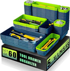 FLYVOLE Tool Box Organizer Tray, Toolbox Desk Drawer Organizer, Tool Box Tray, Toolbox Organization Storage for Rolling Tool Chest (60PCS (Blue+Green))